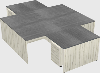 Quad l-shaped office desks