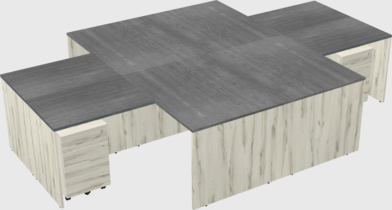 Quad l-shaped office desks