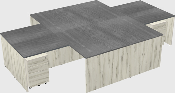 Quad l-shaped office desks