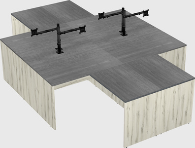 Quad l-shaped office desks
