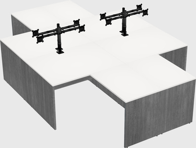 Quad l-shaped office desks