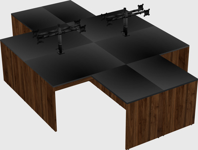 Quad l-shaped office desks