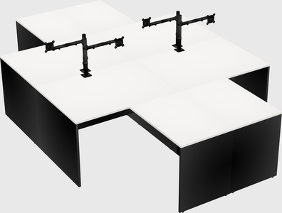 Quad l-shaped office desks