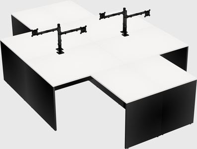 Quad l-shaped office desks