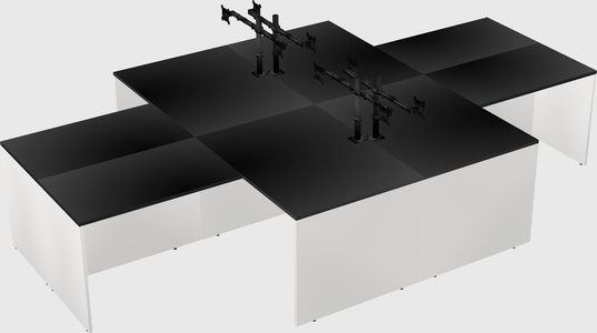 Quad l-shaped office desks