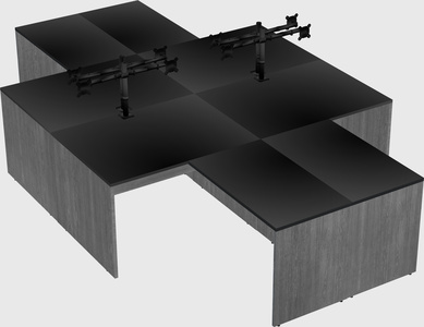 Quad l-shaped office desks