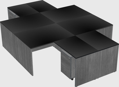 Quad l-shaped office desks