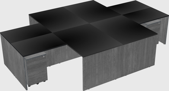 Quad l-shaped office desks