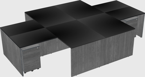 Quad l-shaped office desks
