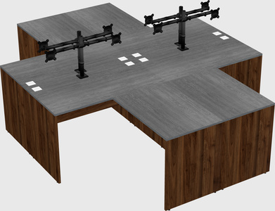 Quad l-shaped office desks
