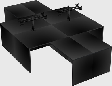 Quad l-shaped office desks