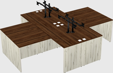 Quad l-shaped office desks