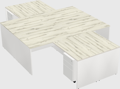 Quad l-shaped office desks