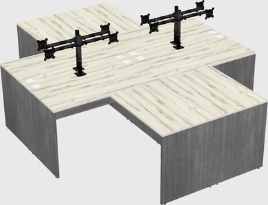 Quad l-shaped office desks