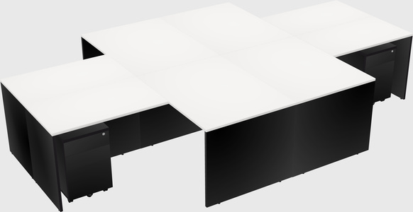 Quad l-shaped office desks