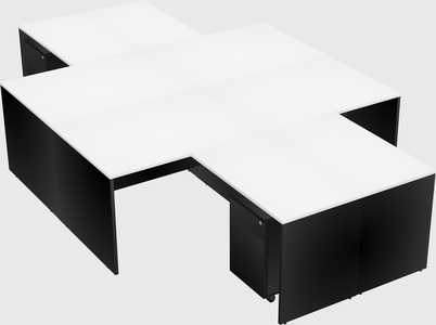 Quad l-shaped office desks