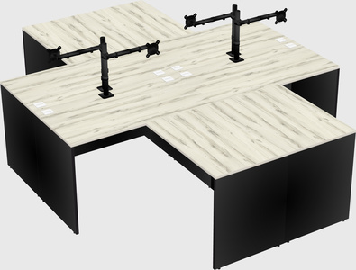 Quad l-shaped office desks