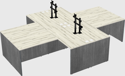 Quad l-shaped office desks