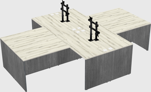 Quad l-shaped office desks
