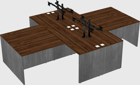 Quad l-shaped office desks