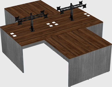 Quad l-shaped office desks