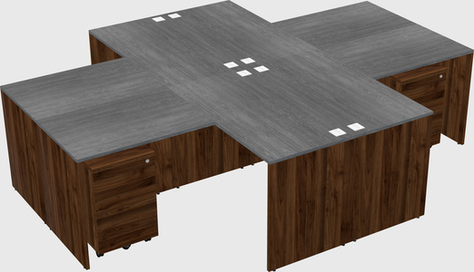 Quad l-shaped office desks