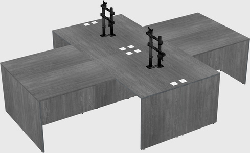 Quad l-shaped office desks