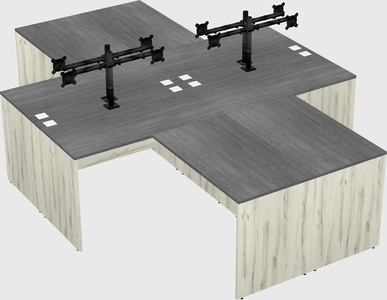 Quad l-shaped office desks