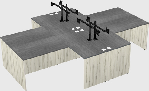 Quad l-shaped office desks