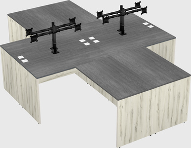 Quad l-shaped office desks