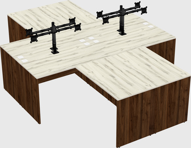 Quad l-shaped office desks