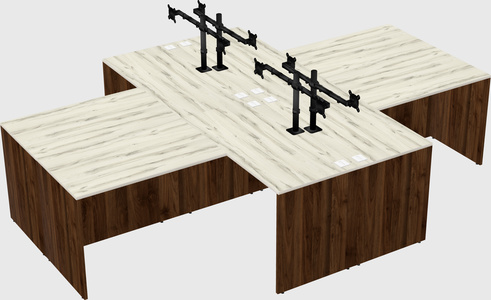 Quad l-shaped office desks