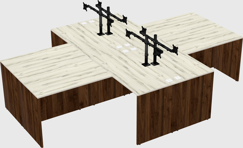 Quad l-shaped office desks
