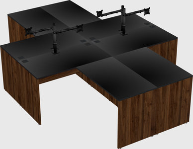 Quad l-shaped office desks