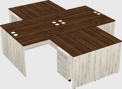Quad l-shaped office desks