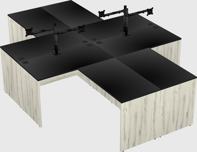 Quad l-shaped office desks