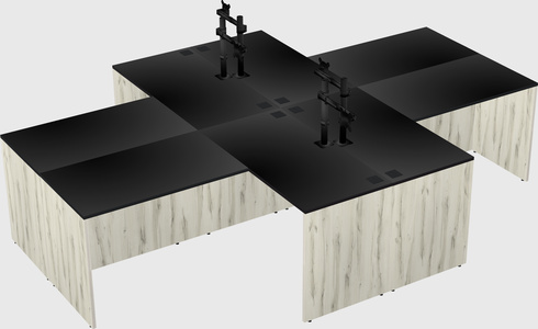 Quad l-shaped office desks