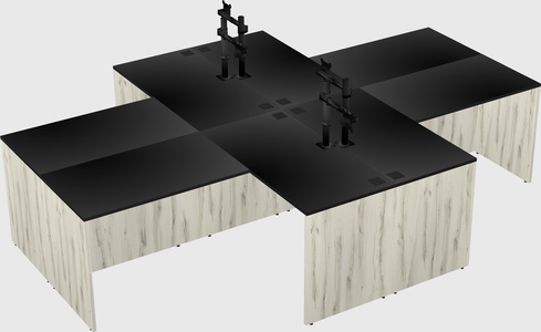 Quad l-shaped office desks