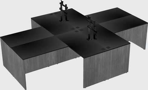 Quad l-shaped office desks