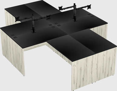 Quad l-shaped office desks