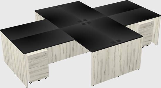 Quad l-shaped office desks