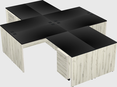 Quad l-shaped office desks