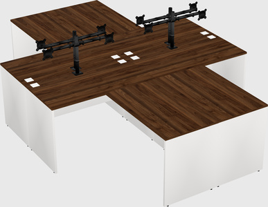 Quad l-shaped office desks