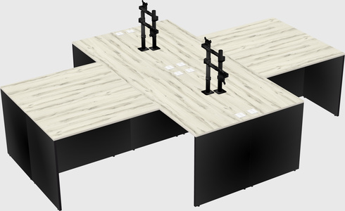Quad l-shaped office desks