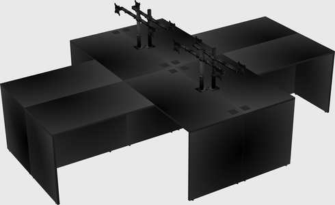 Quad l-shaped office desks