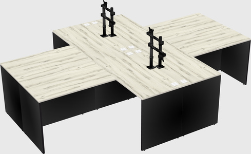 Quad l-shaped office desks