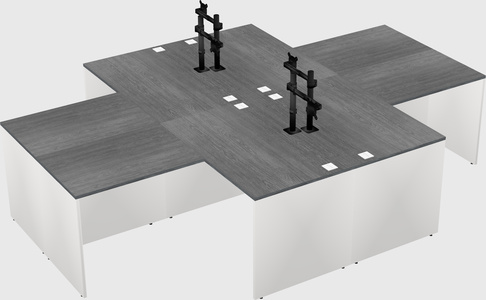 Quad l-shaped office desks