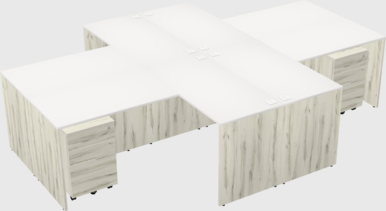 Quad l-shaped office desks