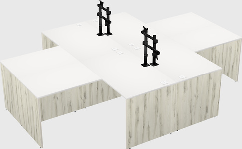 Quad l-shaped office desks