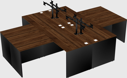 Quad l-shaped office desks